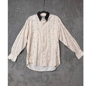 Cowboys Turtle Association Men's M-Lrg Beige Print Long Sleeve Button Up Shirt